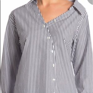 Frame Aslant Stripe asymmetrical poplin shirt